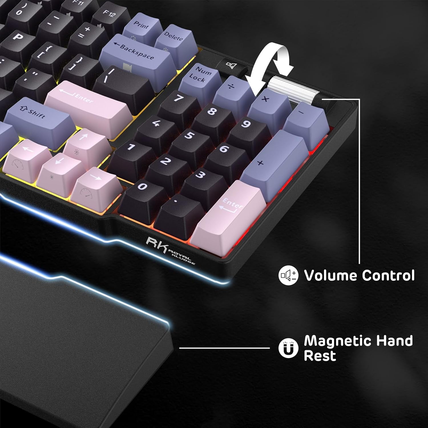 RK ROYAL KLUDGE RK96 RGB Limited Ed, 90% 96 Keys Wireless 3-Mode BT5.0/2.4G/USB-C Hot Swappable Mechanical Keyboard w/Wrist Rest, Volume Control, Software, Massive Battery, RK Pale Green Switch
