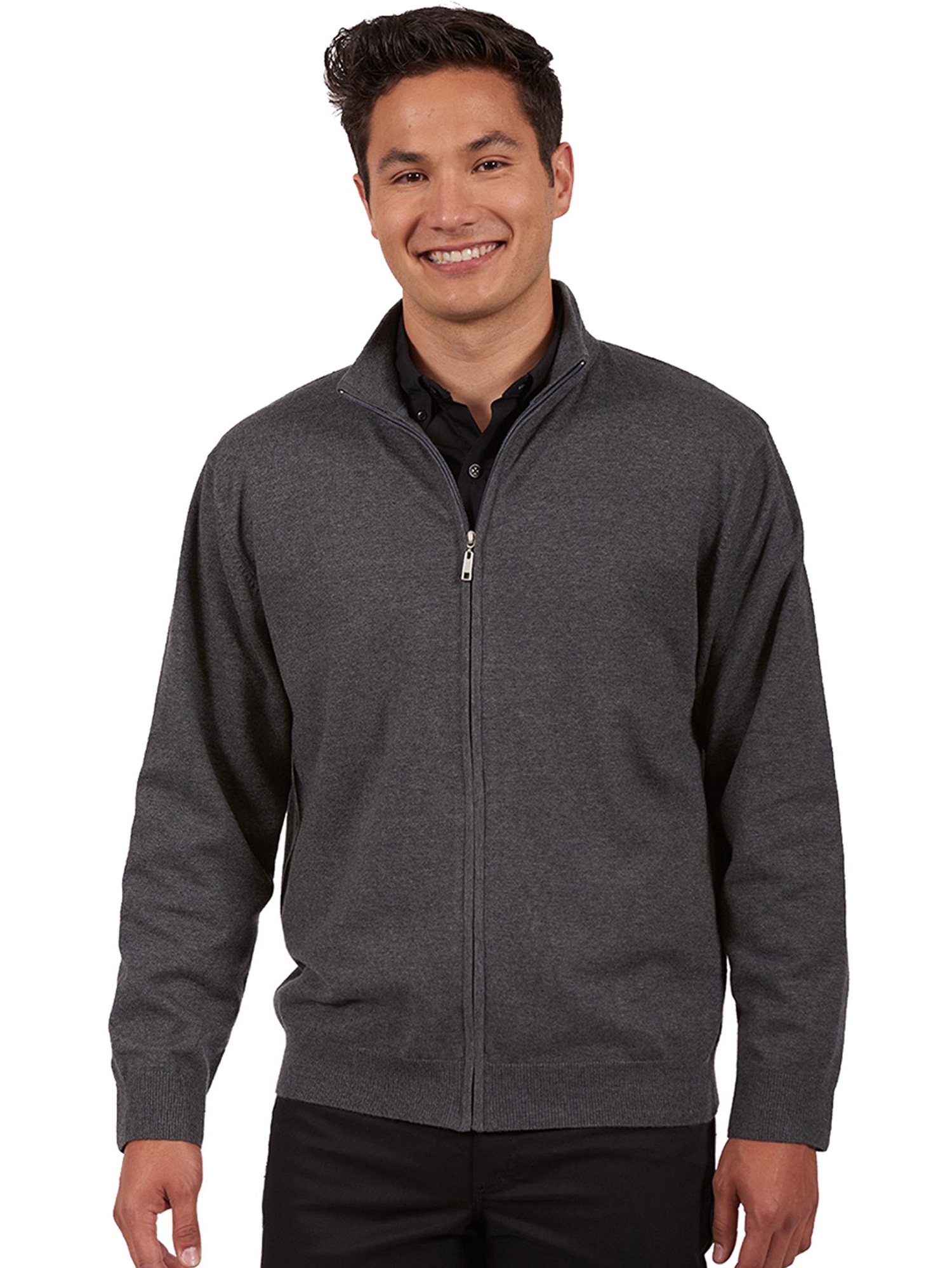 Ed Garments Men's Full Zip Sweater, SMOKE HEATHER, Medium - Walmart.com