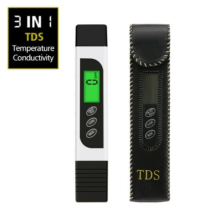 TDS Water Tester Meter Test Pen , 3 in 1 TDS, Temperature and Conductivity Meter with Carry Case, 0-9999ppm, Ideal ppm Meter for Drinking Water, Aquariums and (Best Temperature For Drinking Water)