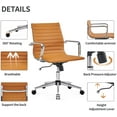 thumbnail image 5 of COROCC Office Desk Chair Modern Conference Room Task Chairs Leather Computer Swivel Excutive Ribbed Ergonomic Rolling Comfortable Chair for Home Office, 5 of 8