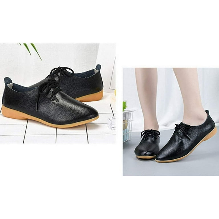women's shoe classic lace up dress low flat heel oxford Amazon.com | Women's Oxford Low Heel Lace Up Vintage Patent Leather Flat  Shoes Round Toe Dress Pumps,Black,US5
