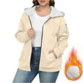 thumbnail image 4 of Ruimatai Women Plus Size Fleece Hooded Jacket Zipper Front Oversized Long Sleeve Cozy Soft Warm Solid Color Casual Outerwear, 4 of 5