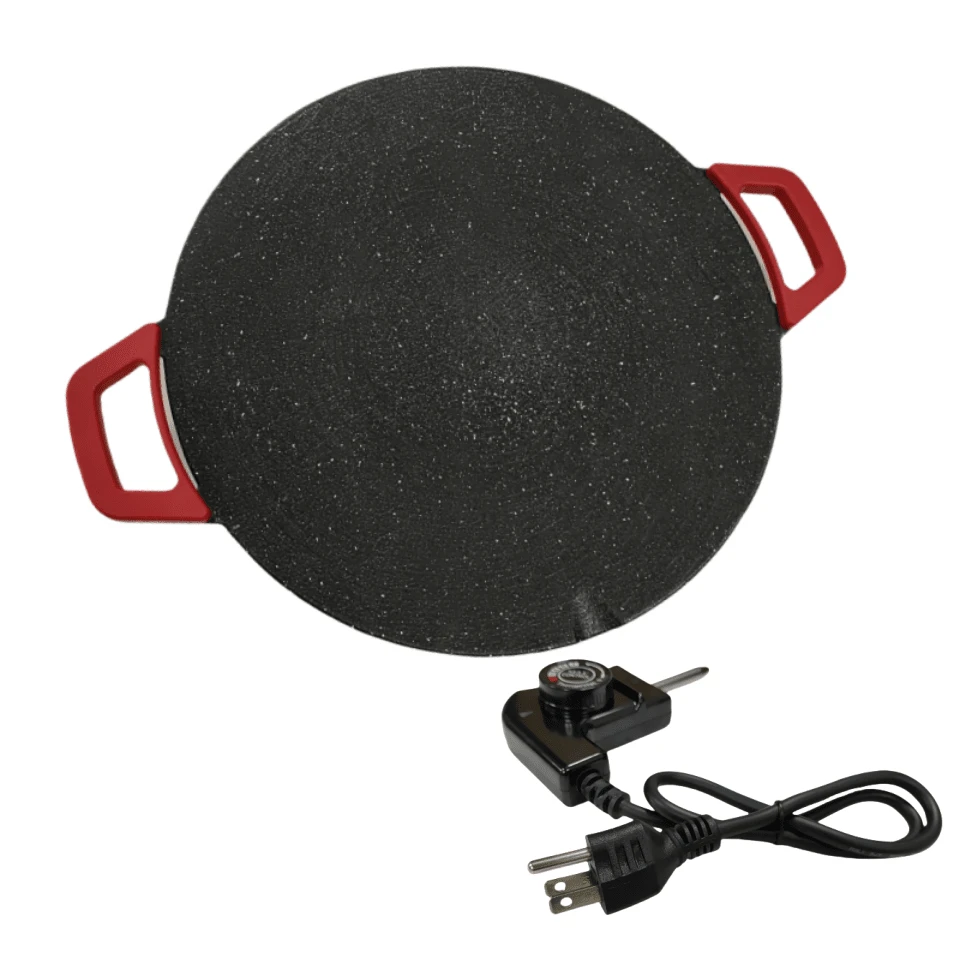 Home Multifunctional Medical Stone Non-Stick Electric Grill Pan, Red Handle, Five-Speed Temperature Control, Fast Heating And Easy-To-Clean Korean Electric Grill, You Can Grill Delicious Barbecue At