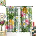 thumbnail image 3 of Tropical Curtains Green Palm Leaves Colorful Flowers Pineapple Blackout Print Rod Pocket Window Drapes for Bedroom Living Room 42x63in, 3 of 6