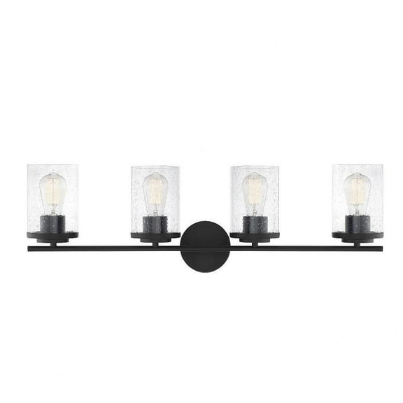 4 Light Vanity Light-Transitional Style with Modern and Contemporary Inspirations-9.5 inches Tall By 31 inches Wide-Matte Black Finish Bailey Street