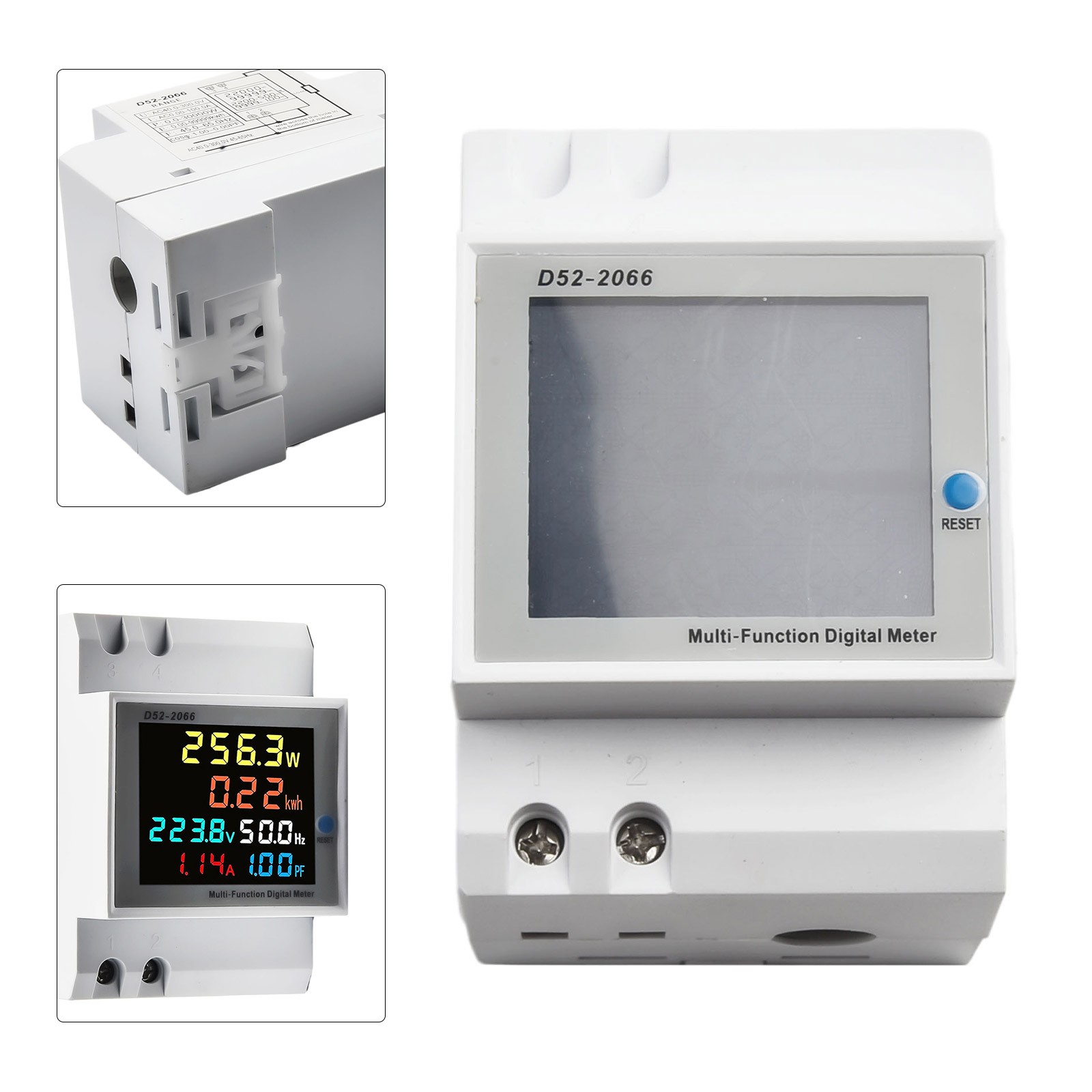 High- for Precision 100A DIN Rail AC Power Meter with Integrated Current Transformer