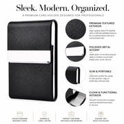 PU Leather Business Card Holder Case, Slim Metal Pocket Card Holder with Magnetic Closure, TIKA