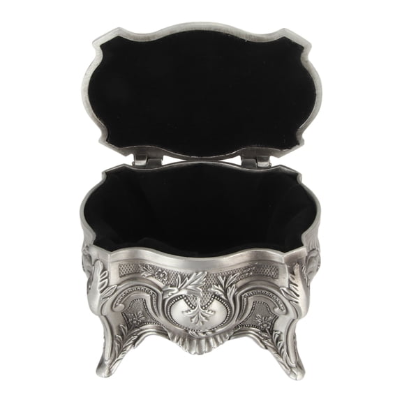 Vintage Jewelry Box Metal Treasure Chest Decorative Antique Trinket Organizer European Style Stemmed Keepsake Case Storage Box for Rings Earrings Velvet Gift Box 10 inches / 25.4 cm