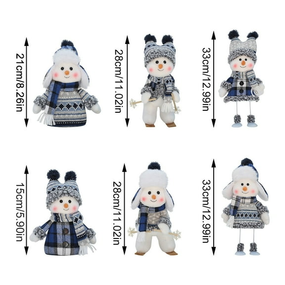Big Christmas Dolls Decoration 20/28/33cm Blue Series Retractable Plush Santa Snowman Doll Ornaments Home Decoration,A