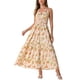 thumbnail image 1 of Vestido Boho de Cuello Halter INSPIRE CHIC para Mujeres, Vestido Maxi Floral Sin Mangas con Cintura Elástica, Vestido de Verano Color Albaricoque XL, 1 of 6