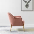 thumbnail image 2 of 14 Karat Home Accent Velvet Chair for Living Room, Upholstered Armchair with Golden Finish, Pink, 2 of 8