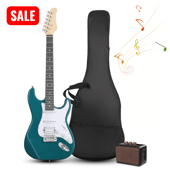 Tcbosik 39" Electric Guitar with 5W Amp, Bag and Strap, Starter Guitar Kit for Beginners with Amp Wire, Tremolo Arm and Wrench Tool, Lake Blue