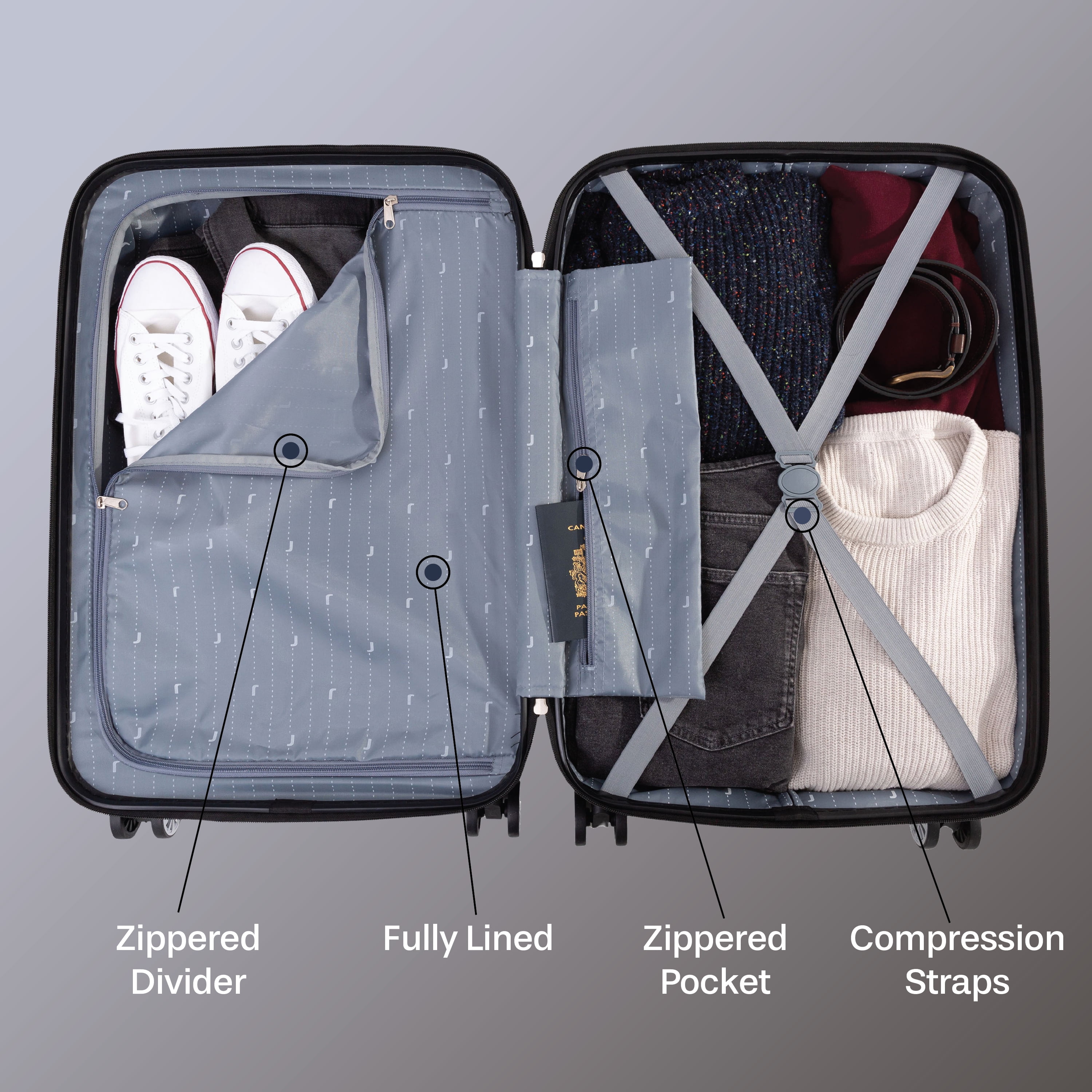 JetStream Aera Hardside Luggage Set, Suitcase Set with Spinner Wheels: Two Large Suitcases and One Carry on Luggage