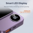 thumbnail image 5 of 20000mAh Magnetic Wireless Charger, Slim Battery Pack with LED Display, Portable Power Bank with Charging Pad for Travel & Multiple Devices - White, 5 of 9