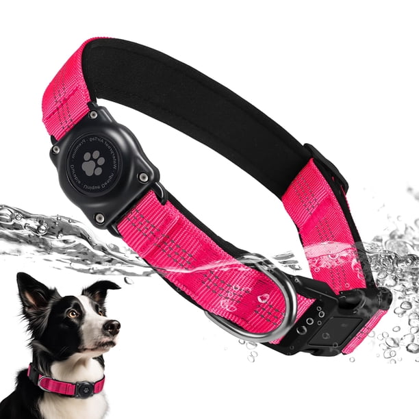 Collar para perro Furrigo mejorado, soporte para AirTag, impermeable y reflectante