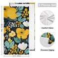 thumbnail image 2 of Yellow Floral on Black Background Hand Towel Absorbent Bath Towels for Bathroom Sports Gym(28.3" X 14.4") Set of 2, 2 of 8