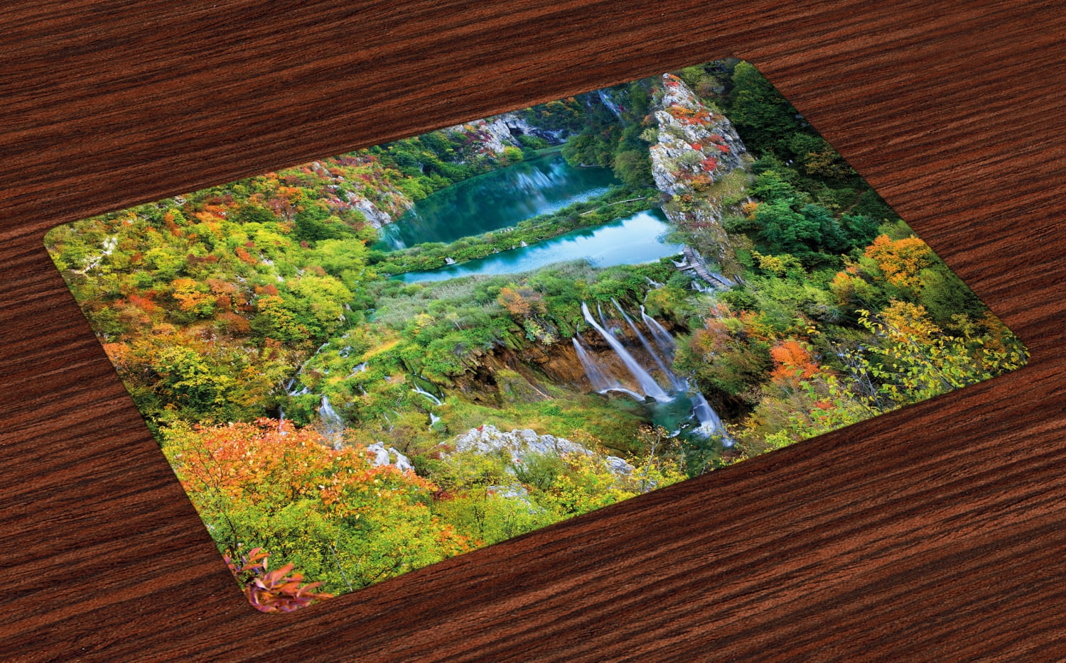 Fall Placemats Set of 4 Scenic Fall Valley in the Mountains of Plitvice