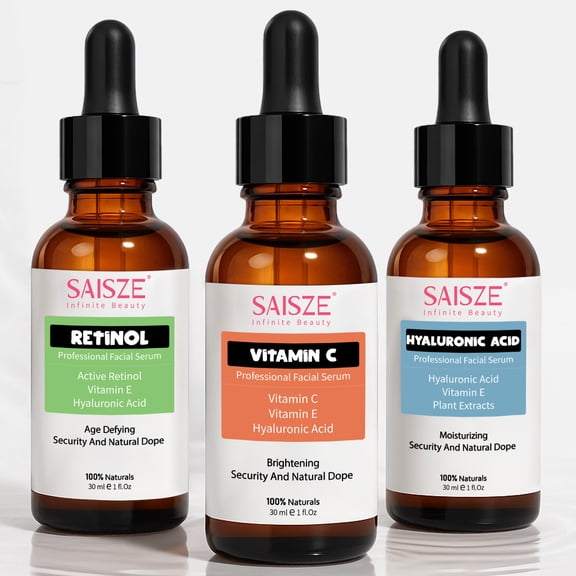 SAISZE Vitamin C Serum Kit, Anti-Aging Retinol & Vitamin C & Hyaluronic Acid Face Serum Set for Firming & Hydrating, Day & Night Skin Care, Valentine's Day Gift Sets for Her