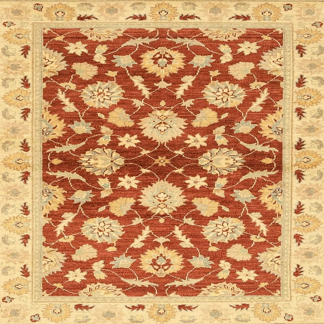 Ahgly Company Tapis d'Intérieur Carré Abstrait Orange Rouge Oriental, 7 Pieds Carré