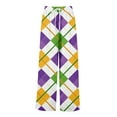 thumbnail image 4 of LWavelet Soft Fabric Mardi Gras Plaid Wide Leg Pants Women Festive Casual Wear White XXL, 4 of 5