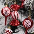 thumbnail image 6 of Set of 15 Christmas Tree Ornaments, Kvago Hanging Candy Cane Decorations Swirl Lollipop Christmas Ball Ornaments with Rope for Home Xmas Tree Party Holiday Decoration (Red & White), 6 of 8