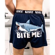 LazyOne Funny Animal Boxers, Novelty Boxer Shorts, Humorous Underwear, Gag Gifts for Men, Ocean, Shark (Bite Me!, LARGE)