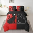 thumbnail image 2 of jejeloiu Black Cat Kitten 7-Piece Twin Bedding Sets,Happy Valentine'S Day Bedding Comforter Set,Western Valentine Gifts Sheet Sets For Men Women,Microfiber Bedroom Decor Reversible, 2 of 8