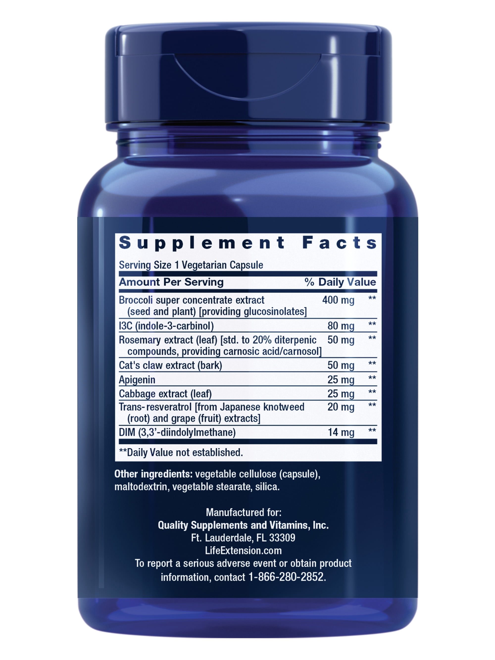 Life Extension Cruciferous Vegetable Extract & Resveratrol, Broccoli, Cabbage, resveratrol, Supports Cellular Protection, Gluten-Free, Non-GMO, Vegetarian, 60 Capsules