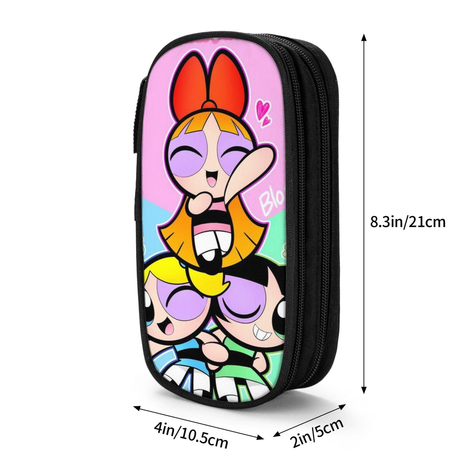 The Powerpuff Gi-rls Pencil Case Large Capacity Pencil Pouch Penbag Office Stationery Organizer Travel Makeup Bag Black
