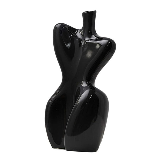 Jarrón de cerámica con forma femenina, florero abstracto, regalo, maceta, maceta para Negro