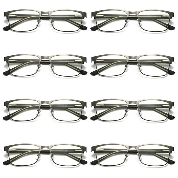 8 Pairs Mens Metal Frame Spring Hinge Blue Light Blocking Reading Glasses Readers  1.00