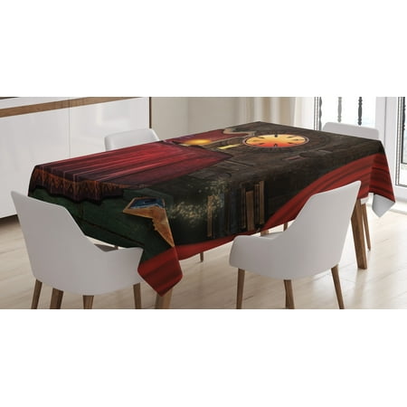 Maroon Monarch Tablecloths - Gothic Decor Tablecloth, Fortuneteller Room with Mystic Crystal Ball Magician in Fairy Tale Image , Rectangular Table Cover for Dining Room Kitchen, 60 X 90 Inches, Maroon Brown, by Ambesonne
