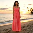 thumbnail image 6 of XIAOCHA Tiered Summer Dress for Women Spaghetti-Strap Fringed Ruffled Bohemian Vacation Maxi Dresses, 6 of 8