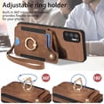 thumbnail image 5 of Phone Case for Samsung Galaxy Note 10 5G Wallet Cover with Tempered Glass Screen Protector Wrist Strap Lanyard RFID Credit Card Holder Ring Stand Note10 Notes 10s Ten Not S10 Women Men Brown, 5 of 13