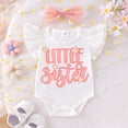 thumbnail image 5 of Little Sister Outfits Baby Girl Cute Summer Clothes Newborn Fly Sleeve Romper +Daisy Print Tulle Tutu Skirts +Headband Set, 5 of 7