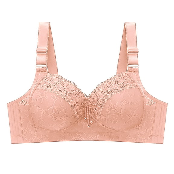 Bigersell Push up Bras for Women V-Neck Wire-Free Bra Support Women Full-Coverage Underwire Bra Molded Bra Style R-101 Basic Bra Strap Nylon Seamless Bra Feature Everyday Bras Underwear Orange S