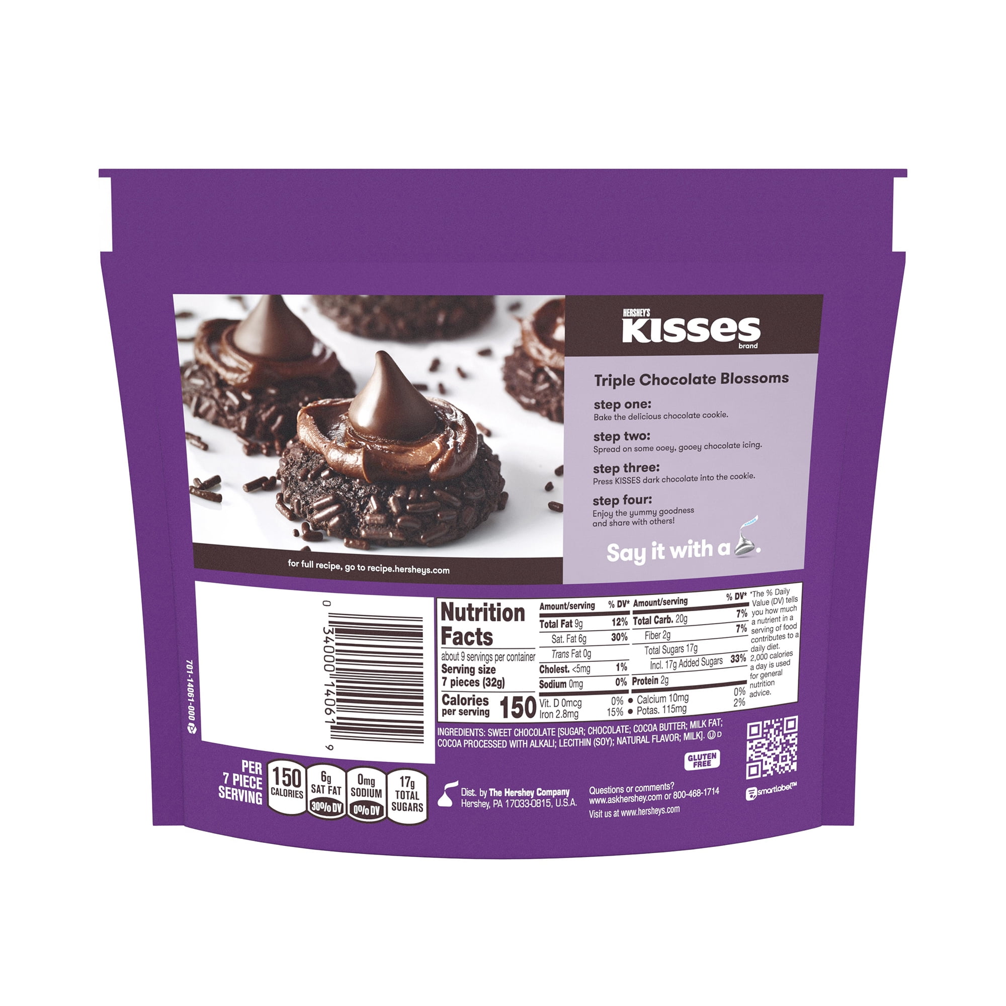 HERSHEY'S KISSES Dark Chocolate Candy, 10 oz, 3 Pack