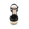 thumbnail image 5 of BLISSFUL STEP Mother's Day Women's Flower Platform Espadrilles Wedge Heel Sandals Black 6.5, 5 of 7