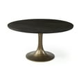 thumbnail image 1 of homeroots kitchen & dining 380486 54" Round Brown Solid Wood Top with Gold Metal Base Dining Table, 1 of 1