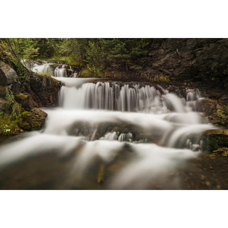- Cascading waterfall Hidden Falls Canmore Creek Canmore Alberta Canada Canvas Art - Panoramic Images (18 x 24)