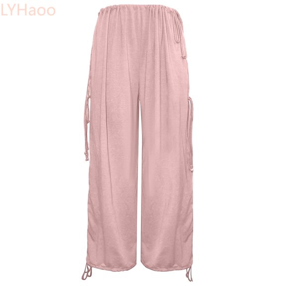 LYHaoo Casual Pants Lightweight Outdoor Joggers For Comfortable Elastic Waist Everyday Wear Cargo Pants for Girls(Pink)
