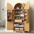thumbnail image 4 of 72" Tall Arched Kitchen Pantry, Fluted Storage Cabinets with Door, Hidden Drawer, 3 Adjustable Shelves, 8 Door Shelves, Versatile Cupboard for Kitchen, Bathroom, 4 of 11