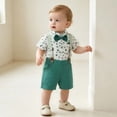 thumbnail image 6 of Mifsaly Baby Boys 2 Piece Gentleman Outfit Set Polka Dot Button Down Shirts and Shorts with Suspender Newborn formal Suit for Baptism Birthday Party Photo Shoot, 6 of 7
