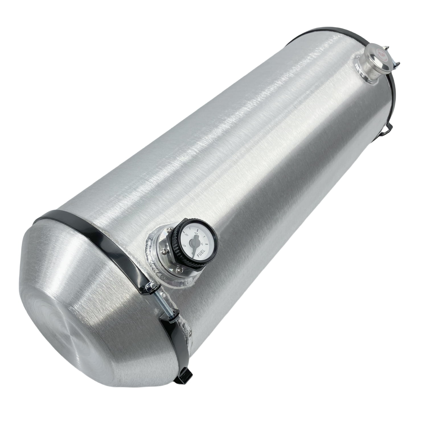 JSD 12x36'' 17 3/8 Gallon 1/4 NPT Spun Aluminum End Fill Gas Tank Fuel Tank W/Gauge