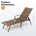 thumbnail image 5 of Pellebant Adjustable Steel Chaise Lounge Chair, 5‑Position Recliner for Patio, Poolside, Garden, and Indoor Use， Brown, 5 of 8