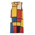 thumbnail image 3 of Mondrian Inspired（7） Spring Summer Dresses for Women Fashion T-shirt Dress Casual Sleeveless Loose Sundress with Pockets, 3 of 5
