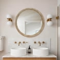 thumbnail image 5 of GDF Studio 35.43" Round Decorative Wall Mirror, Distressed Wood Beaded Frame, Farmhouse Accent Style, Natural, 5 of 9
