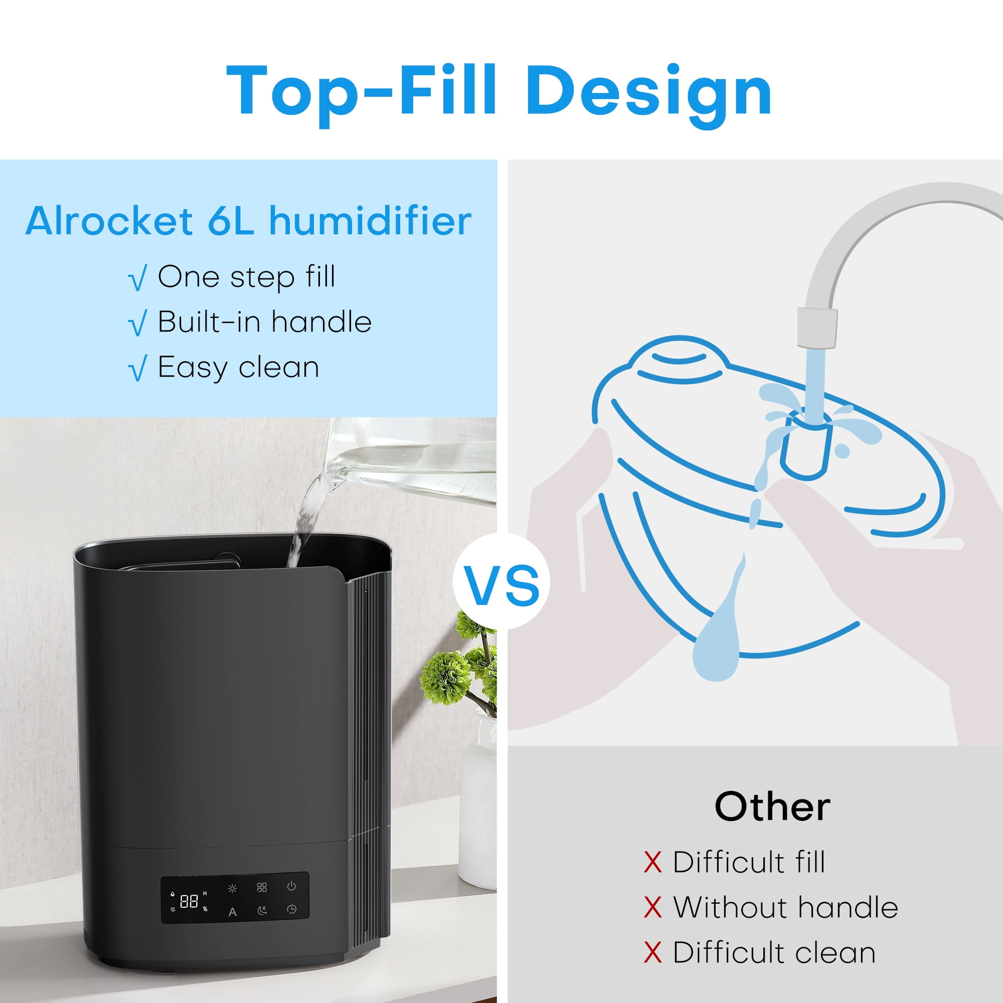 Homasy 4.5L humidifier essential oil nozzle diagram