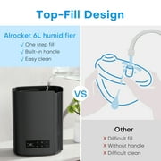 ALROCKET 6L Humidifier, Cool Mist Humidifiers for Bedroom Large Room Home,Top Fill, Smart Humidity Control,Oil Diffuser,Timer, Black