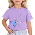 thumbnail image 2 of Girls Tshirts Children Cute Printed Short Sleeve Round Neck T Shirt Top Girls' Tops Purple 10-11 Years, 2 of 4